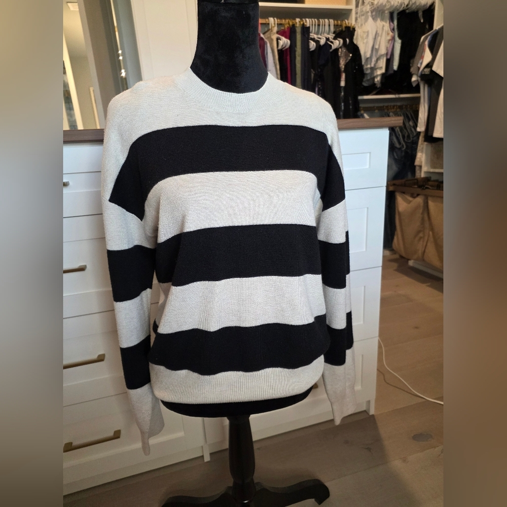 Splendid Black and Natural Striped Women's Sweater Size S